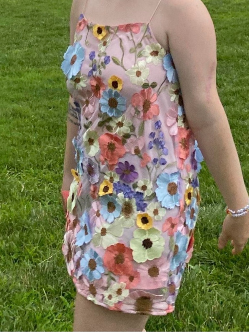 Storia Pink Dress with Yellow Floral Detail